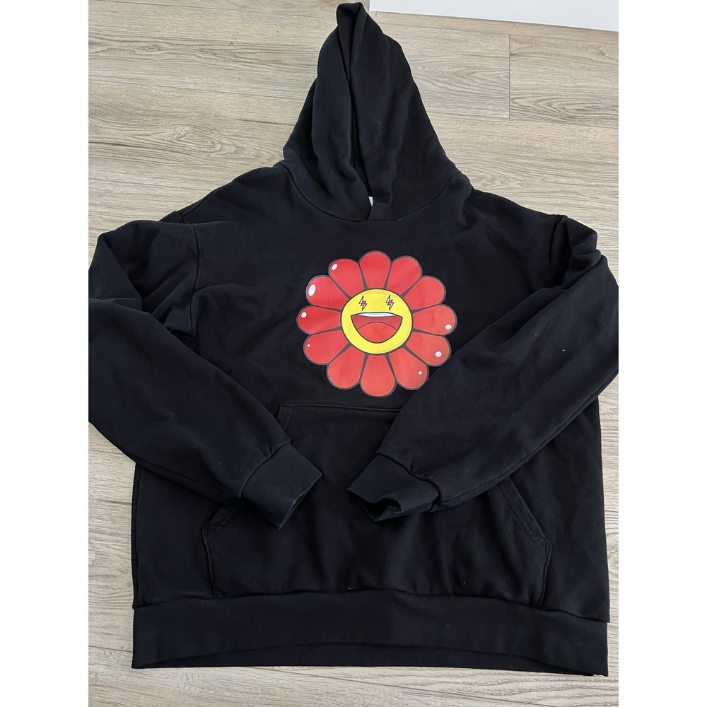 J Balvin x Takashi Murakami Flower Hoodie Black Men's Size L SS20 Colores